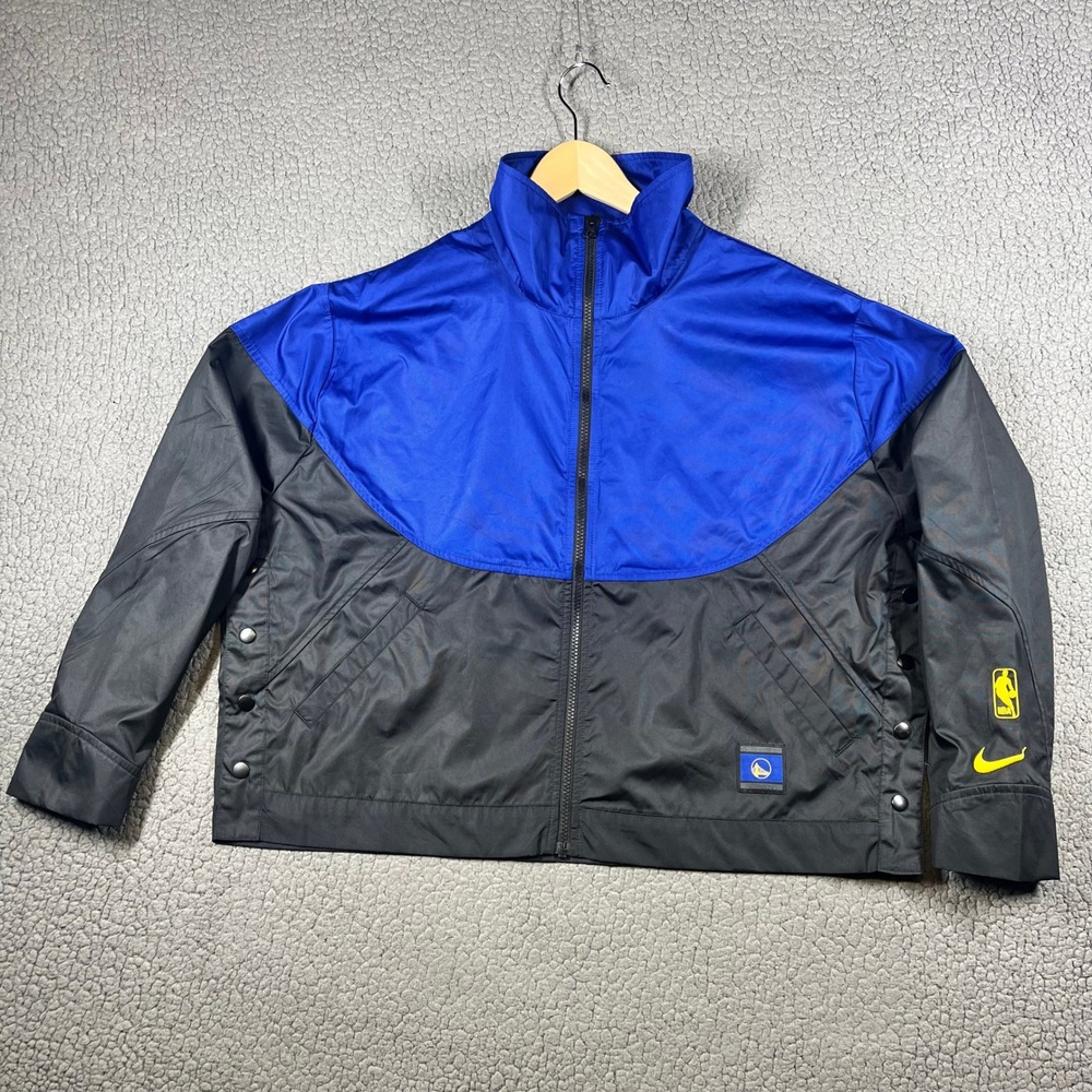 Nike Windbreaker Men M Golden State Warriors NBA Full Zip Blue Black Jacket